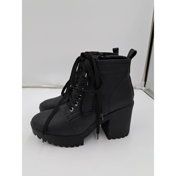 Seven7 Flatiron platform ankle inside zippers lace up ridged lug sole boot 9 - Picture 2 of 8